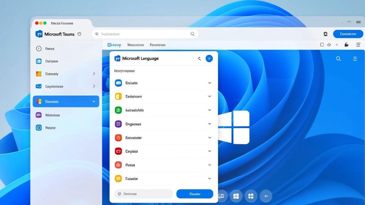 Microsoft Teams 会议界面中的实时字幕语言设置菜单和开关按钮