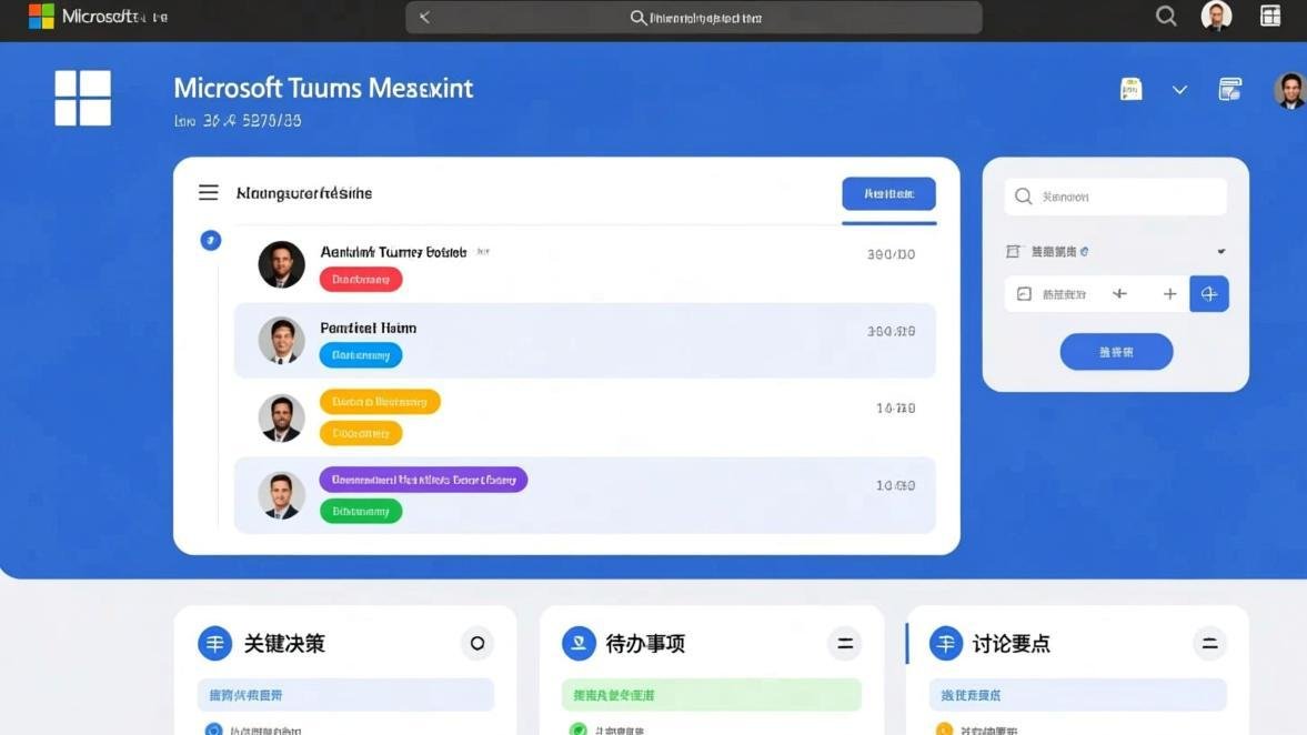 Microsoft Teams 会议 Recap 页面展示转录文本和发言人标注